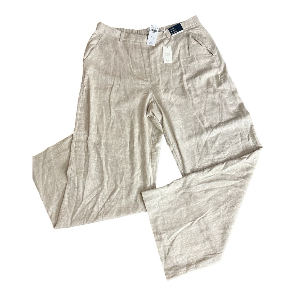 Abercrombie & Fitch Curve Love Linen-Blend Sloane Tailored Wide Leg Pants 32/14L